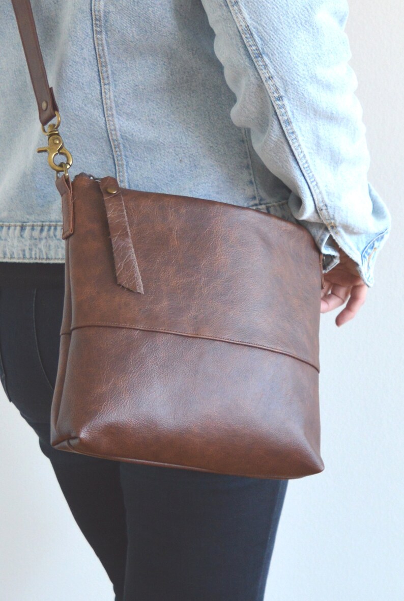 Leather Crossbody Bag Brown Distressed Leather Purse Etsy