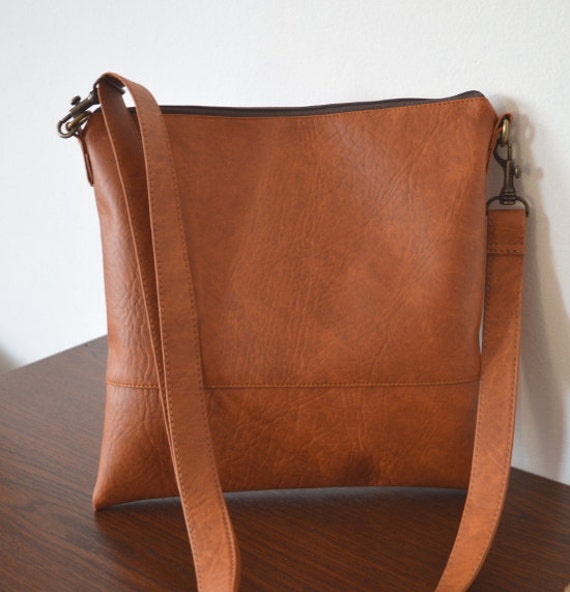 Brown Crossbody Bag Everyday Purse Faux Leather Shoulder Bag | Etsy