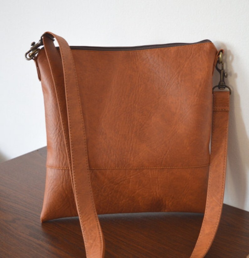 Brown Crossbody Bag Everyday Purse Faux Leather Shoulder Bag Etsy