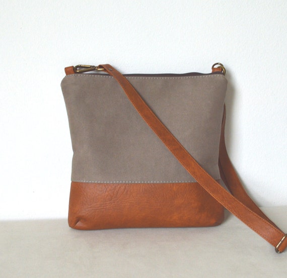Crossbody bag in taupe and tan Everyday purse Shoulder bag | Etsy
