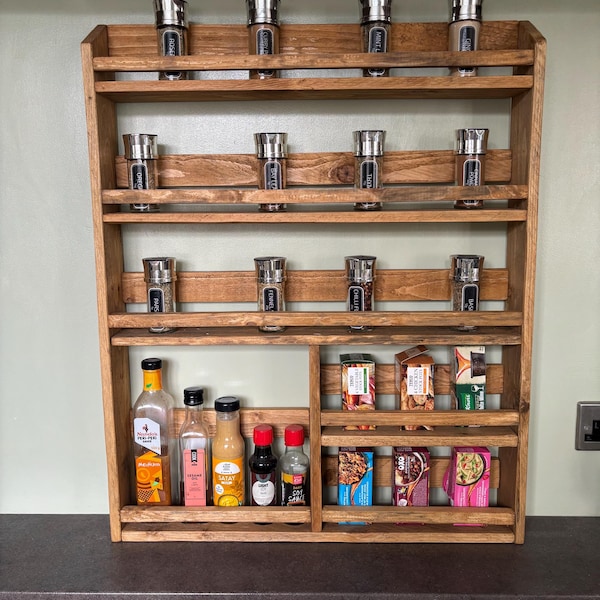 Handmade Rustic Large Spice & Sauce Rack
