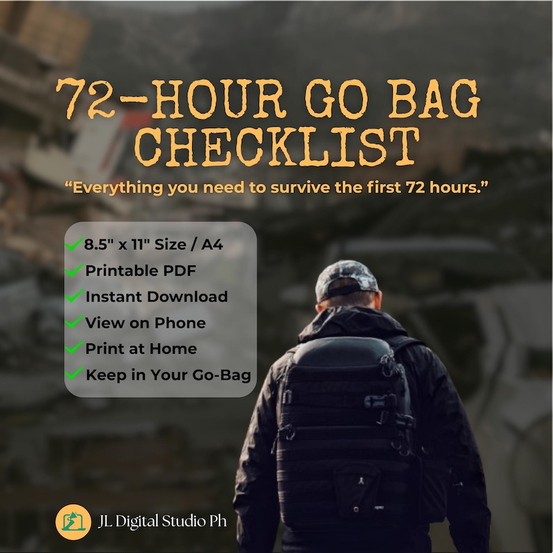 72 Hour Emergency Go Bag Checklist Printable, Survival Kit List ...