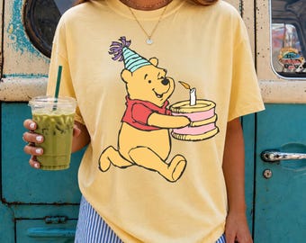 Camiseta de cumpleaños de Winnie the Pooh, regalo de cumpleaños de Pooh, para niños pequeños y jóvenes, viaje de cumpleaños a Disneyland, camiseta de bebé Pooh, fiesta de cumpleaños de Pooh