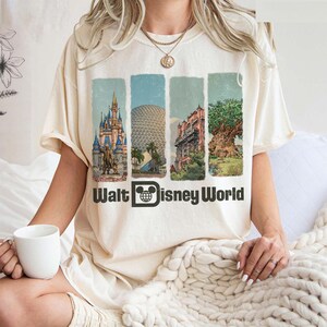 Camiseta retro de Walt Disney World Comfort Colors, camiseta de Magic Kingdom, Epcot, Hollywood Studios y Animal Kingdom, camiseta para viaje a Disneyworld imagen 2