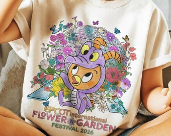 Disney Epcot Flower Garden Festival 2026 Shirt – Orange Bird & Figment Dragon Floral Tee for WDW Family Vacation, Disney World Trip 2026