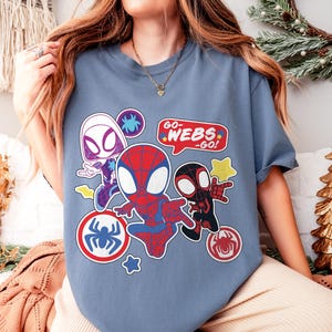 Camiseta infantil de Marvel Spidey y sus increíbles amigos Go Webs Go, camiseta de cumpleaños de Spidey para niño, camiseta infantil de Spider-Man y Spider-Gwen, camiseta de superhéroe de Marvel imagen 6
