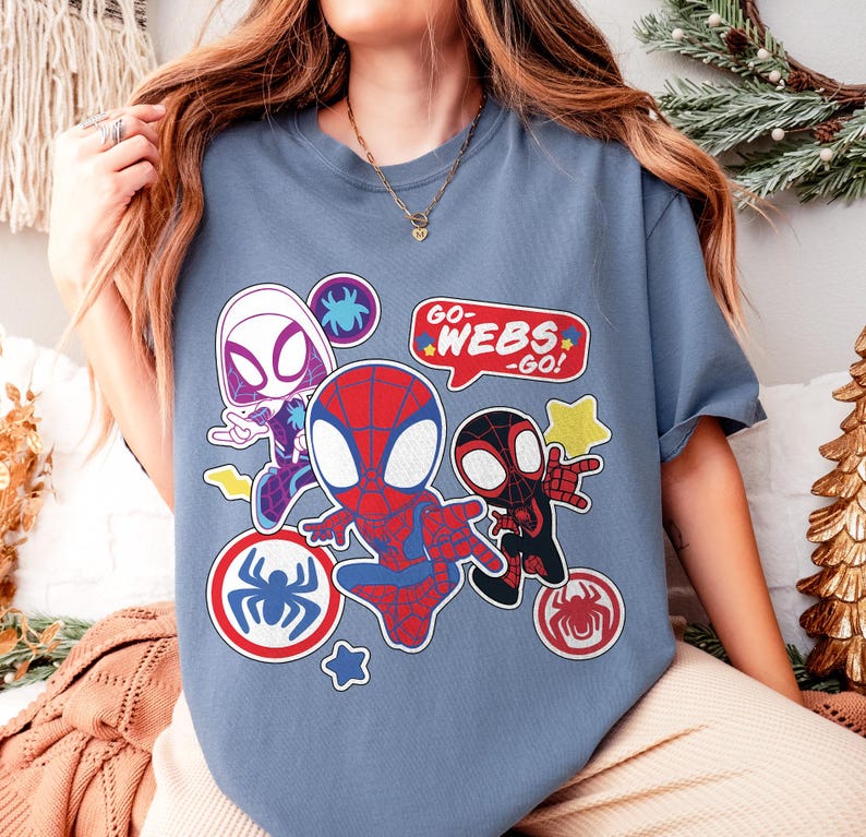 Camiseta infantil de Marvel Spidey y sus increíbles amigos Go Webs Go, camiseta de cumpleaños de Spidey para niño, camiseta infantil de Spider-Man y Spider-Gwen, camiseta de superhéroe de Marvel imagen 6
