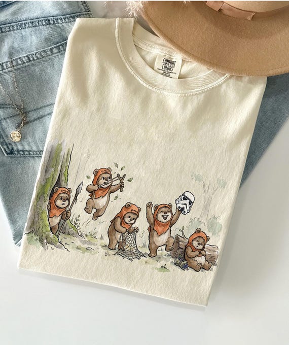 Comfort Colors Star Wars Ewok Emotions T-Shirt – Vintage Washed Cute Ewok Graphic Tee, Perfect for Galaxy's Edge Trips