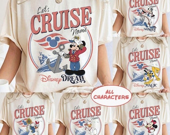 Personalized Disney Cruise 2026 Shirt, Mickey & Friends Family Cruise Tee, Let’s Cruise Disney Shirt, Disney Wish Dream Magic Wonder