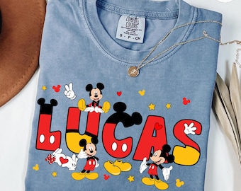 Custom Name Mickey Mouse Shirt, Personalized Disneyland Tee, Disneyworld Family Shirt, Kid Youth Toddler, Birthday Boy Girl, WDW Vacation