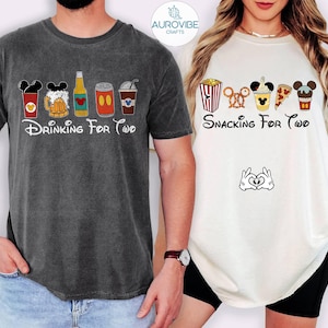 Disney Mickey Minnie Snacking For Two Pregnancy Shirt, New Dad Mom Maternity Matching Tee, Drinking for Two Pregnancy Announcement Shirt