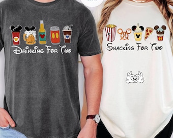 Disney Mickey Minnie Snacking For Two Pregnancy Shirt, New Dad Mom Maternity Matching Tee, Drinking for Two Pregnancy Announcement Shirt