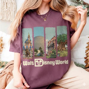 Camiseta retro de Walt Disney World Comfort Colors, camiseta de Magic Kingdom, Epcot, Hollywood Studios y Animal Kingdom, camiseta para viaje a Disneyworld imagen 7