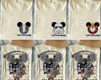 Aangepast Star Wars-shirt, gepersonaliseerde naam Mickey & Friends dubbelzijdig T-shirt, 4 mei-shirt, Disney Trip 2026 Family Matching