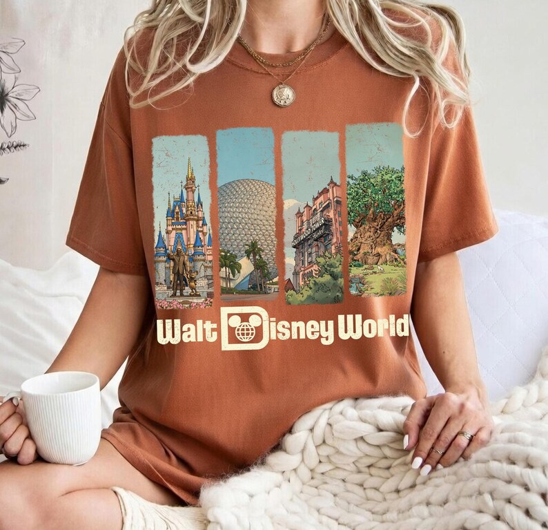 Camiseta retro de Walt Disney World Comfort Colors, camiseta de Magic Kingdom, Epcot, Hollywood Studios y Animal Kingdom, camiseta para viaje a Disneyworld imagen 13