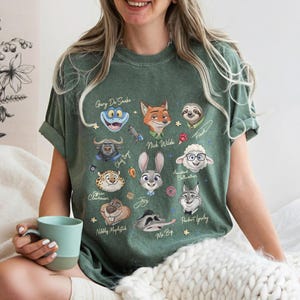Shirt Zootopia Characters Signature, Judy Hopps Nick Wilde Tee, bijpassende shirt Disney Family, Disneyland Trip 2026 afbeelding 7