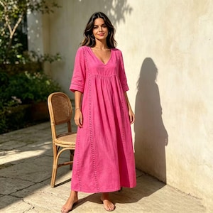 bright pink linen dress Pink Linen Dress