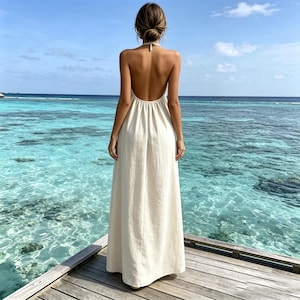 Women 100% Linen Halter Dresses - Etsy