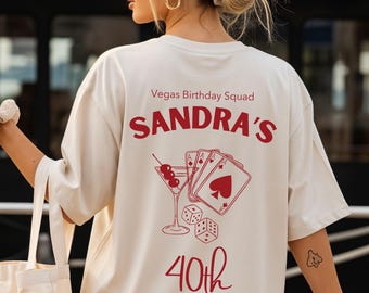 Personalized 40th Birthday Vegas Shirt, Custom Name Birthday Squad Tee, Girls Trip Matching Shirt, Vegas Birthday Outfit