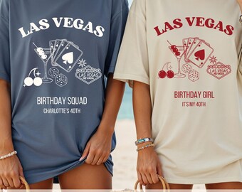Vegas Birthday Squad Shirt, Personalized 40th Birthday Girl Tee, Matching Girls Trip Outfit, Comfort Colors Shirt