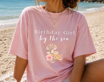 Seashell Birthday Shirt, Birthday Girl By The Sea Tee, Beach Birthday Outfit Girl, Coastal Birthday Shirt, Ocean Vacation Birthday Top