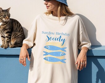 Sardine Shirt, Coastal Birthday Shirt, Birthday Trip Shirt, Sardine Birthday Society Tee, Beach Vacation Shirt, Italian Summer