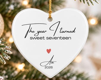Personalized Birthday Ornament, Sweet Sixteen or Seventeen, Custom Birthday Keepsake, 16th 17th Birthday Gift, Birthday Gift for her