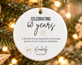 Personalized Birthday Ornament, 60th Birthday Gift, Custom Christmas Ornament, 60th Birthday Keepsake
