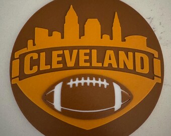 Modern Football Wall Art – City Skyline Sports Decor | 3D Printed Wall Hanging