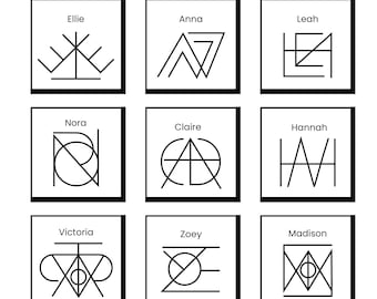 Custom Name Tattoo Design, Personalized Minimal Geometric Tattoo, Fine Line Monogram Tattoo, Custom Word Tattoo Art