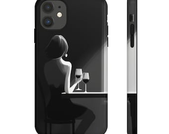 Frau mit Wein Handyhülle | Noir Silhouette, Monochrome Kunst
