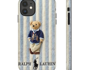 Polo Bear Gestreifte Handyhülle | Adrette, Dual-Layer-Schutz