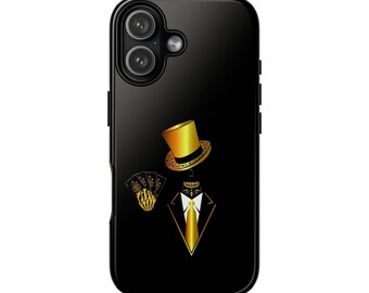 Gold Zylinder-Skelett mit Spielkarten-Telefon-Hülle | Harte Fälle