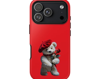 Teddybär mit Rose Handyhülle | Rote Schutzhülle