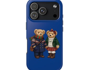 Gekleidet Teddy Bären Handyhülle | Rotes Feiertags-Bärenpaar iPhone Fall