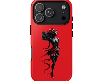 Silhouette Tänzerin Handyhülle | Tough Cases, Red Rose Akzent