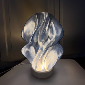 3D-utskriven våglampa – Aurora Wave Lamp – Dimbar LED-bordslampa med varmt och kallt ljus – Modern stämningsbelysning – Unik designerlampa –