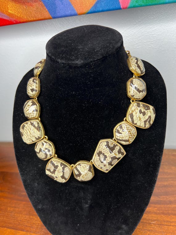 Vintage Kenneth Jay Lane Python Print Statement N… - image 3