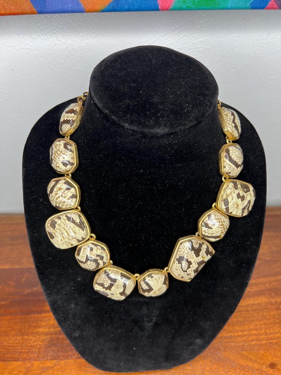 Vintage Kenneth Jay Lane Python Print Statement N… - image 1