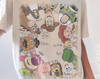 トイ・ストーリー ウッディ バズ レトロ ピクサー シャツ、ヴィンテージ キャラクター グラフィック Tシャツ