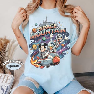 Space Mountain Mickey Friends Rocket Ride Retro Disneyland Graphic Tee image 3