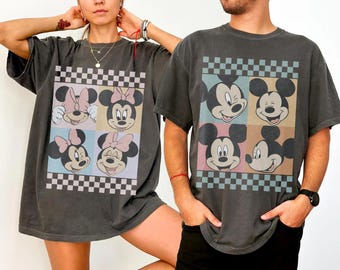 Mickey Minnie Vintage Shirt, Disney Couple Tee, Matching Family Outfit, Cute Cartoon Graphic Shirt, Disneyland Vacation Gift Idea