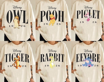 Winnie The Pooh Family Matching Shirt, Pooh Piglet Tigger Eeyore Owl Rabbit Tee, Cute Cartoon Vintage Style, Birthday Outfit