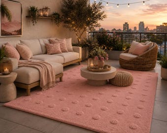 Blush Bloom Hand-Tufted Wool Rug – Soft Pink Textured Luxury Area Carpet