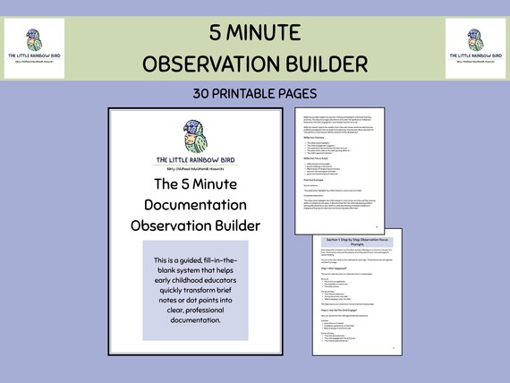 Early Childhood Observation Builder | Teacher Documentation Templates (PDF Download)