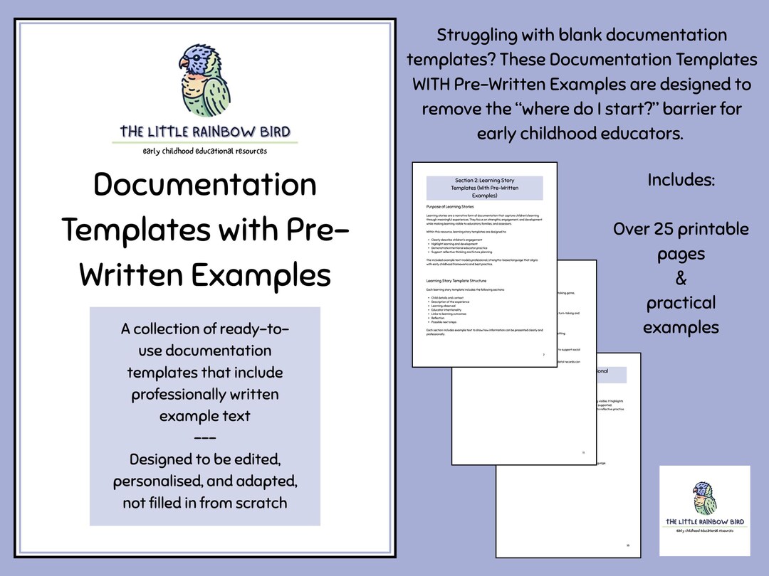 Educator Documentation Templates | Learning Stories, Anecdotal Records ...