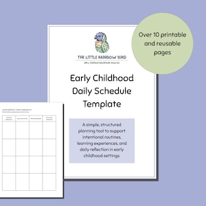 Early Childhood Daily Schedule Template Editable | Childcare Educator Planner | EYLF Routine Planning | Daycare Daily Program Printable