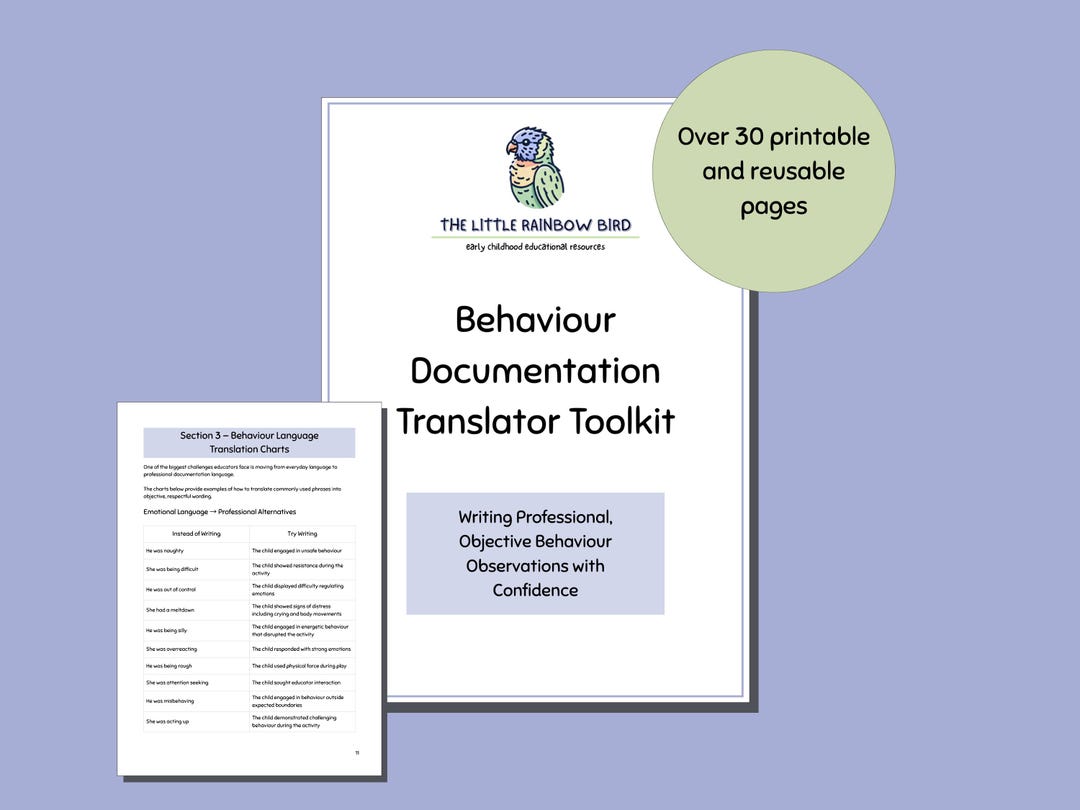 Scripted Behaviour Language Behaviour Documentation Writing Toolkit | Childcare Observation ...