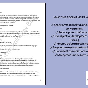 Copioni di comunicazione per genitori per educatori, kit di strumenti per conversazioni difficili, guida alla discussione sul comportamento nell'assistenza all'infanzia, risorse per l'infanzia immagine 3