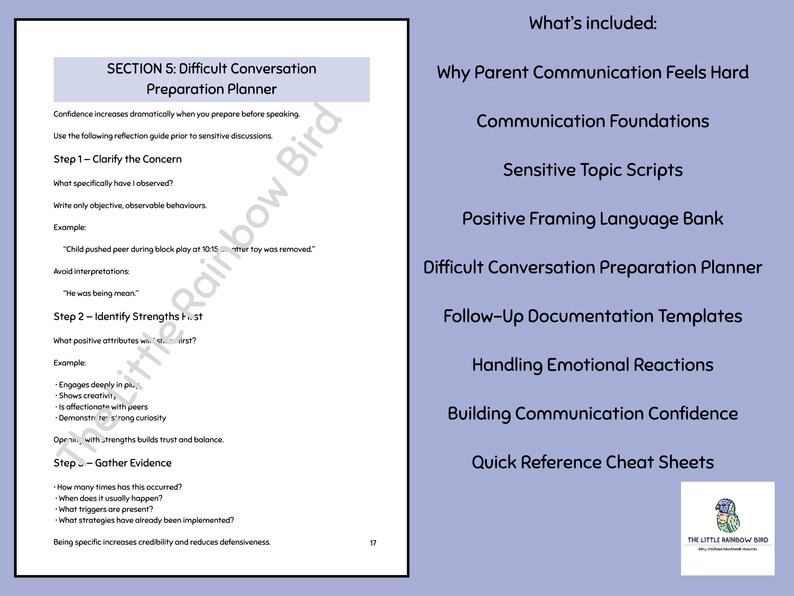 Copioni di comunicazione per genitori per educatori, kit di strumenti per conversazioni difficili, guida alla discussione sul comportamento nell'assistenza all'infanzia, risorse per l'infanzia immagine 4
